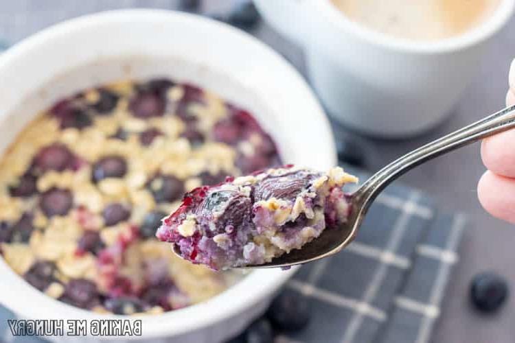 spoon lifting up some of the single serve baked oats
