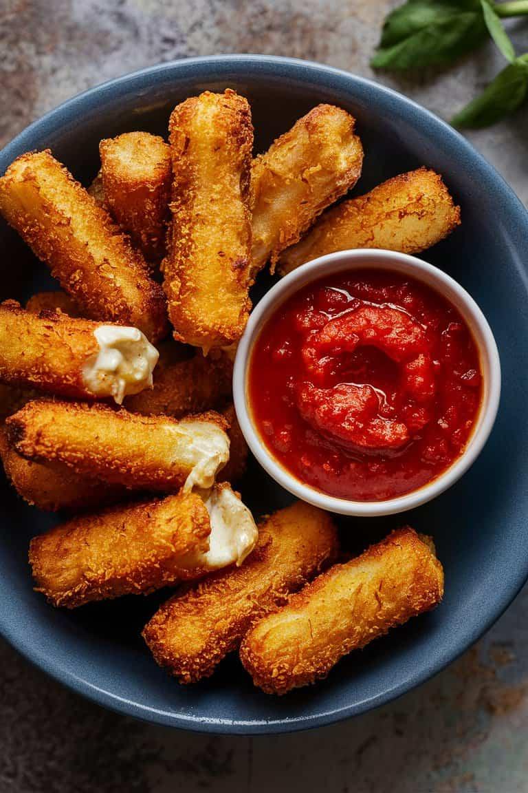 Basit hava kızartıcı mozzarella çubukları