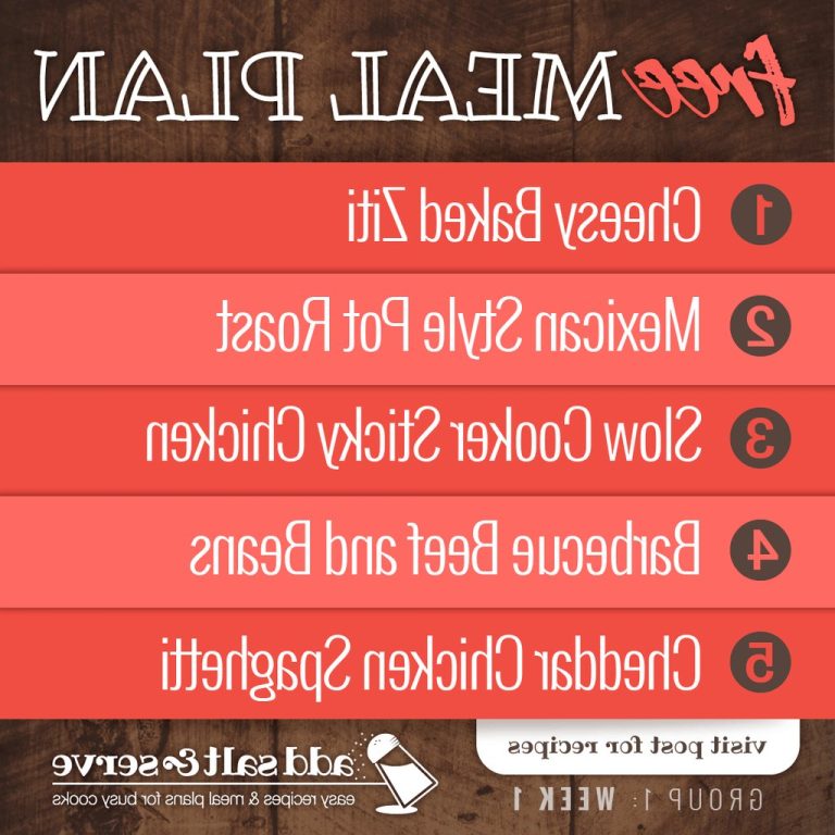 1. Hafta Yemek Planı (Grup 1)