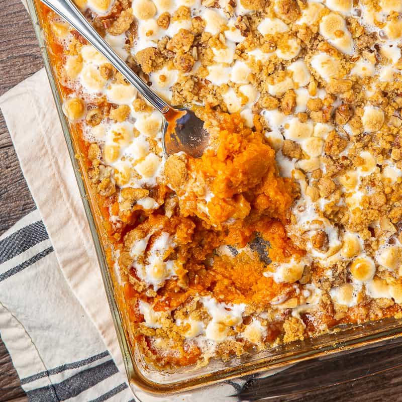 Sweet Potato Casserole with Pecan Topping